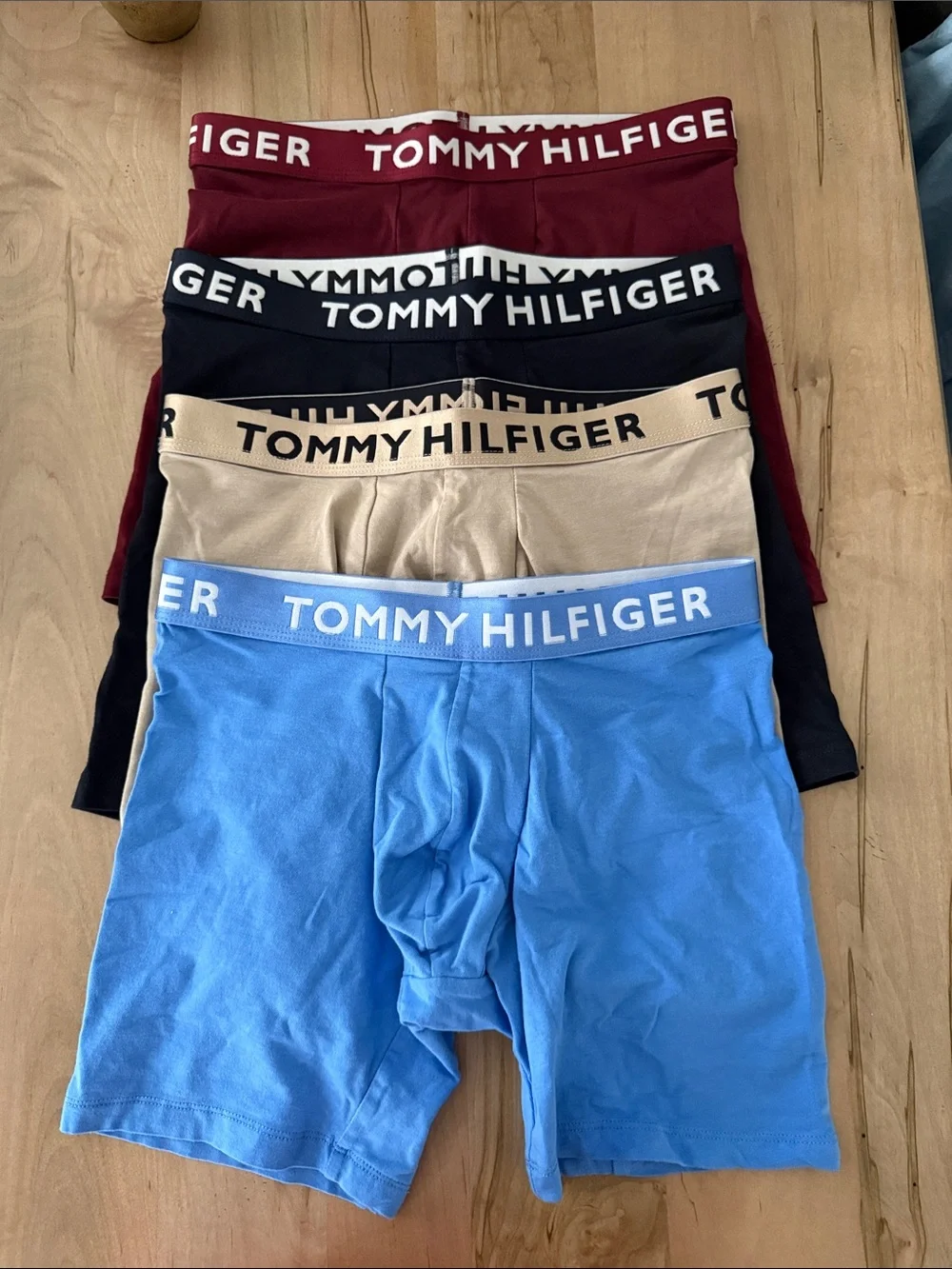 Tommy Hilfiger Boxer Brief 4-Pack — Blue, Tan, Black, Burgundy